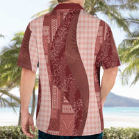 Polynesian Tribal Pattern Patchwork Picturesque Hawaiian Shirt Crimson