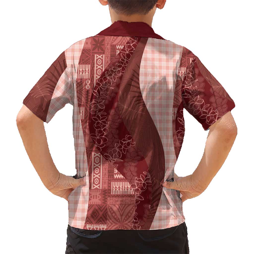 Polynesian Tribal Pattern Patchwork Picturesque Hawaiian Shirt Crimson