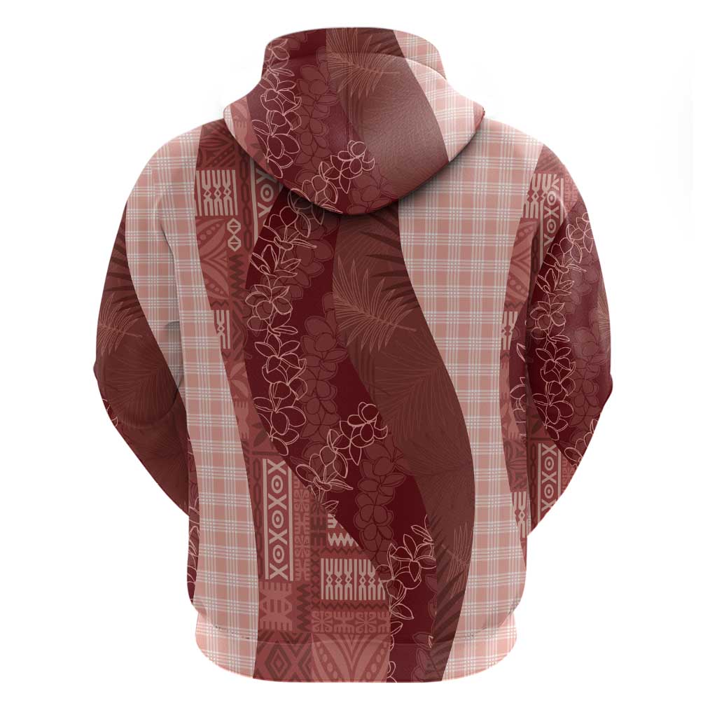 Polynesian Tribal Pattern Patchwork Picturesque Hoodie Crimson