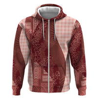 Polynesian Tribal Pattern Patchwork Picturesque Hoodie Crimson