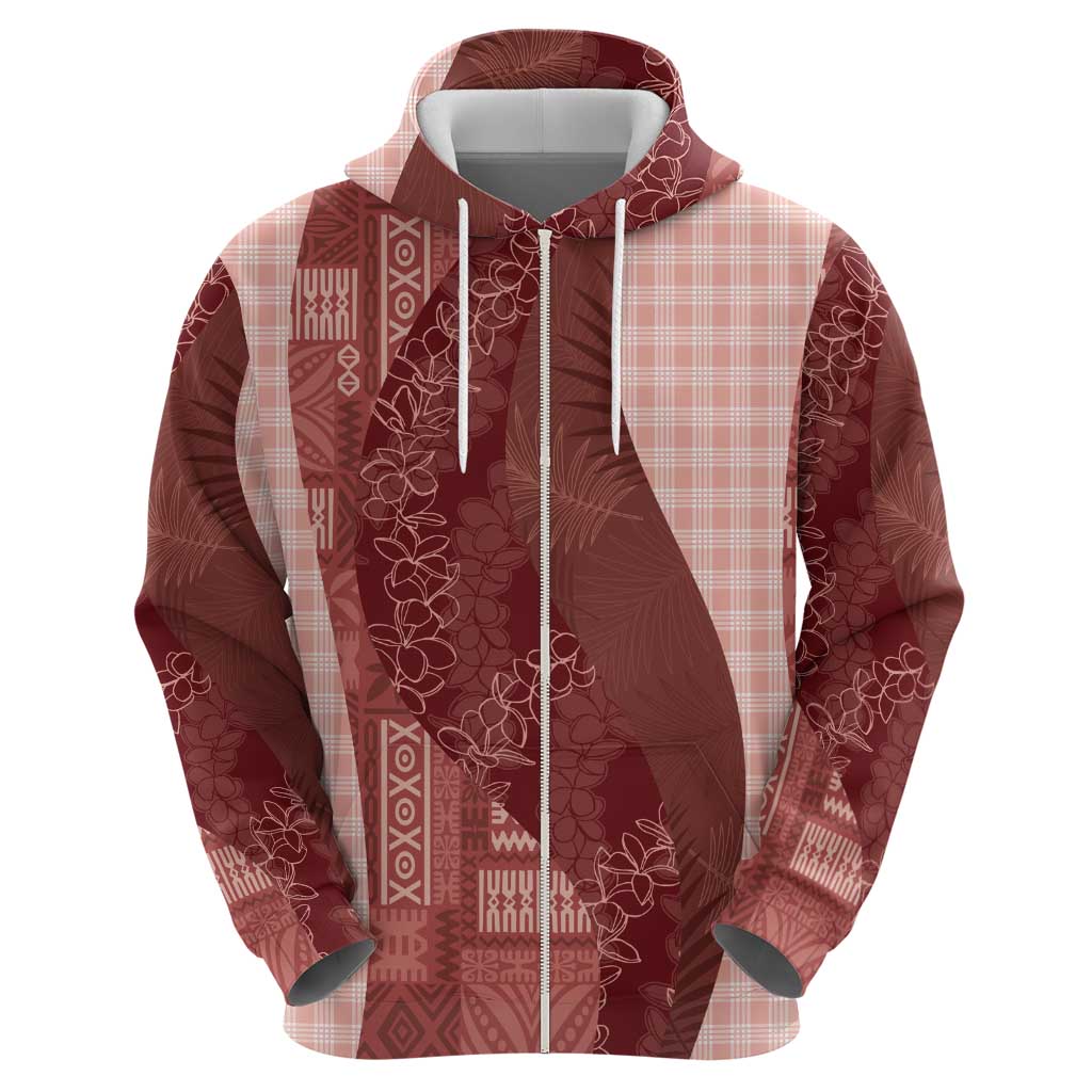 Polynesian Tribal Pattern Patchwork Picturesque Hoodie Crimson