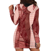Polynesian Tribal Pattern Patchwork Picturesque Hoodie Dress Crimson