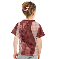 Polynesian Tribal Pattern Patchwork Picturesque Kid T Shirt Crimson