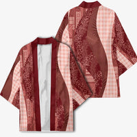 Polynesian Tribal Pattern Patchwork Picturesque Kimono Crimson