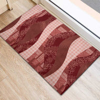 Polynesian Tribal Pattern Patchwork Picturesque Rubber Doormat Crimson