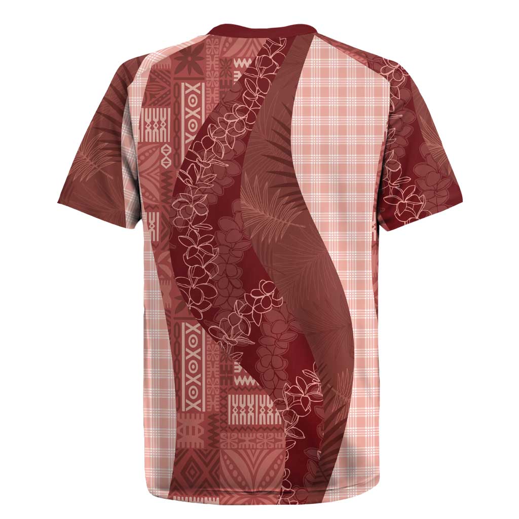 Polynesian Tribal Pattern Patchwork Picturesque Rugby Jersey Crimson
