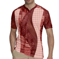 Polynesian Tribal Pattern Patchwork Picturesque Rugby Jersey Crimson
