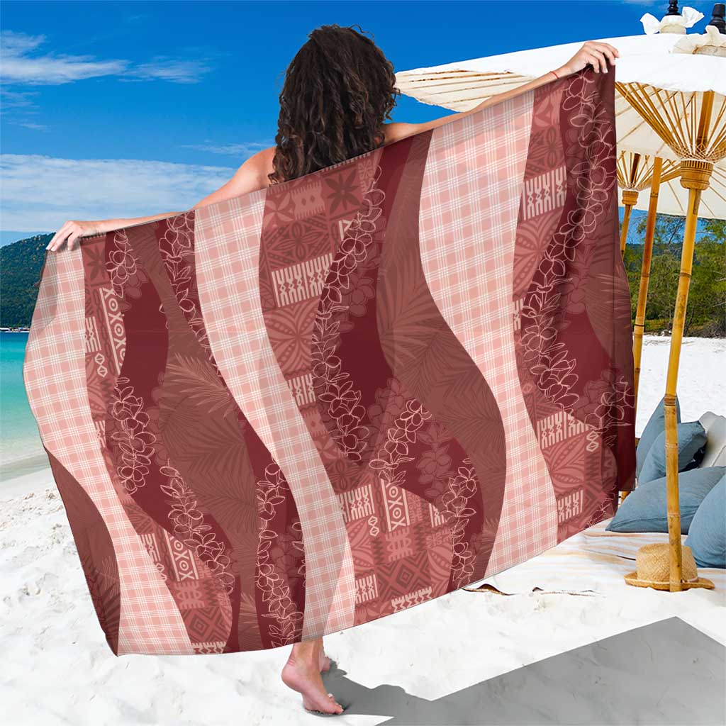 Polynesian Tribal Pattern Patchwork Picturesque Sarong Crimson