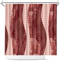 Polynesian Tribal Pattern Patchwork Picturesque Shower Curtain Crimson