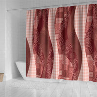 Polynesian Tribal Pattern Patchwork Picturesque Shower Curtain Crimson