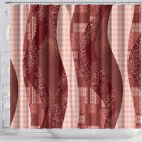 Polynesian Tribal Pattern Patchwork Picturesque Shower Curtain Crimson
