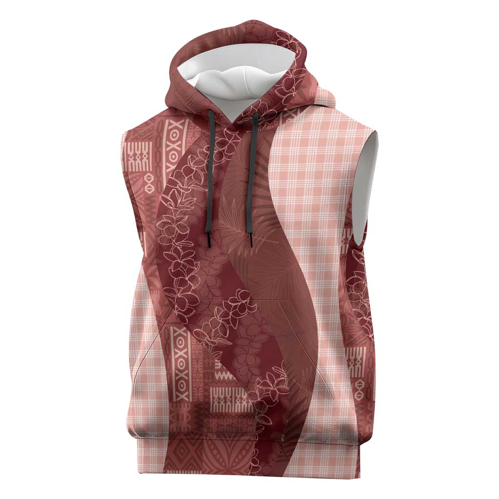 Polynesian Tribal Pattern Patchwork Picturesque Sleeveless Hoodie Crimson