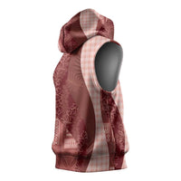 Polynesian Tribal Pattern Patchwork Picturesque Sleeveless Hoodie Crimson