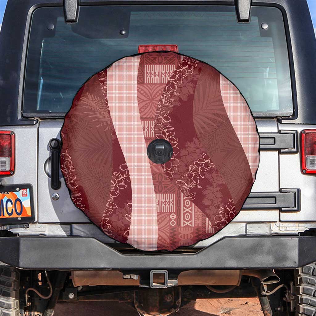 Polynesian Tribal Pattern Patchwork Picturesque Spare Tire Cover Crimson