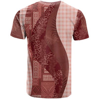 Polynesian Tribal Pattern Patchwork Picturesque T Shirt Crimson