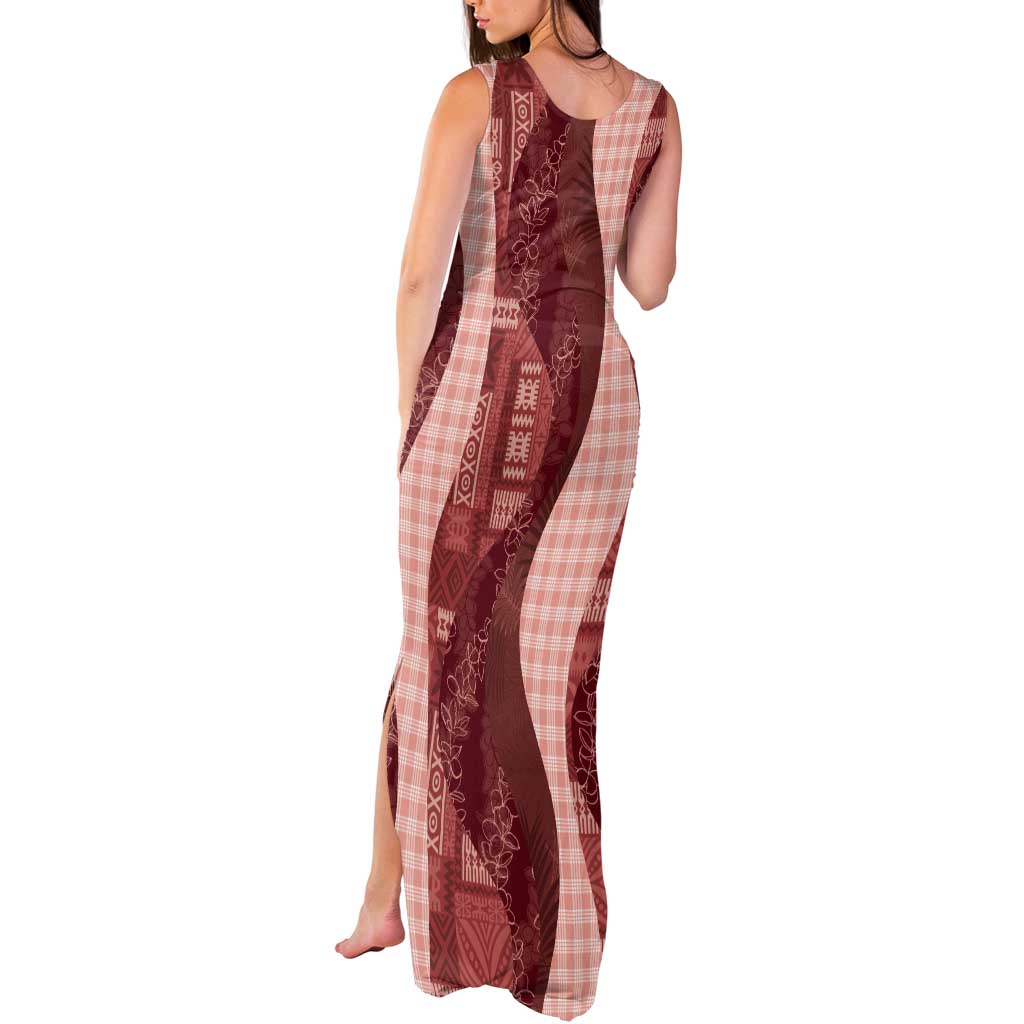 Polynesian Tribal Pattern Patchwork Picturesque Tank Maxi Dress Crimson