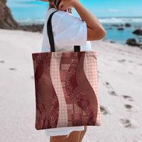 Polynesian Tribal Pattern Patchwork Picturesque Tote Bag Crimson