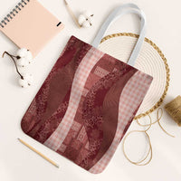Polynesian Tribal Pattern Patchwork Picturesque Tote Bag Crimson