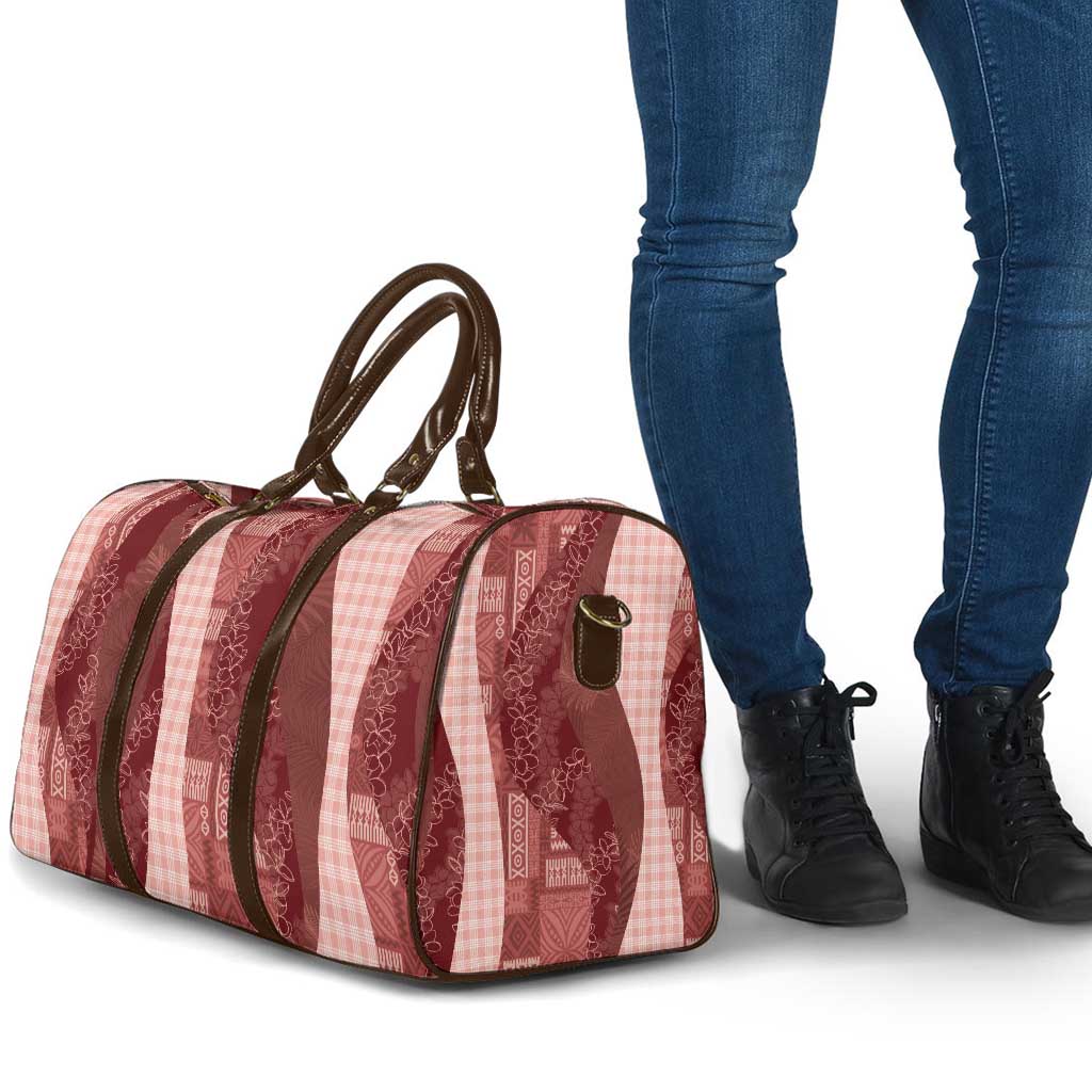 Polynesian Tribal Pattern Patchwork Picturesque Travel Bag Crimson