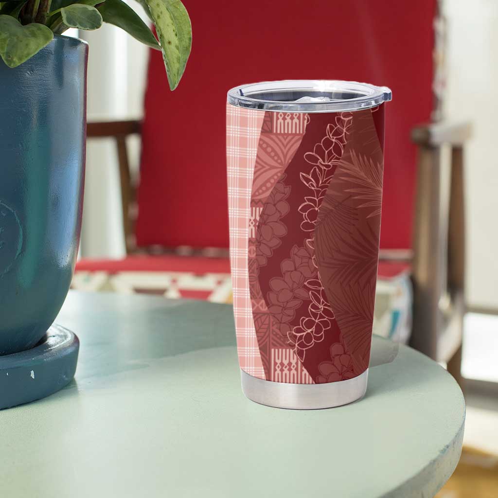 Polynesian Tribal Pattern Patchwork Picturesque Tumbler Cup Crimson