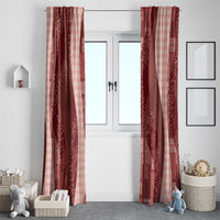 Polynesian Tribal Pattern Patchwork Picturesque Window Curtain Crimson