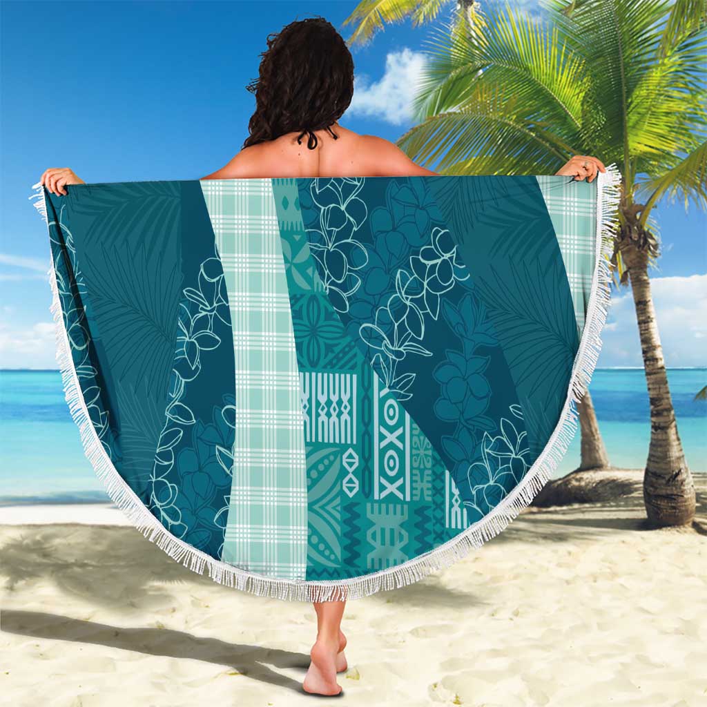 Polynesian Tribal Pattern Patchwork Picturesque Beach Blanket Oceanic
