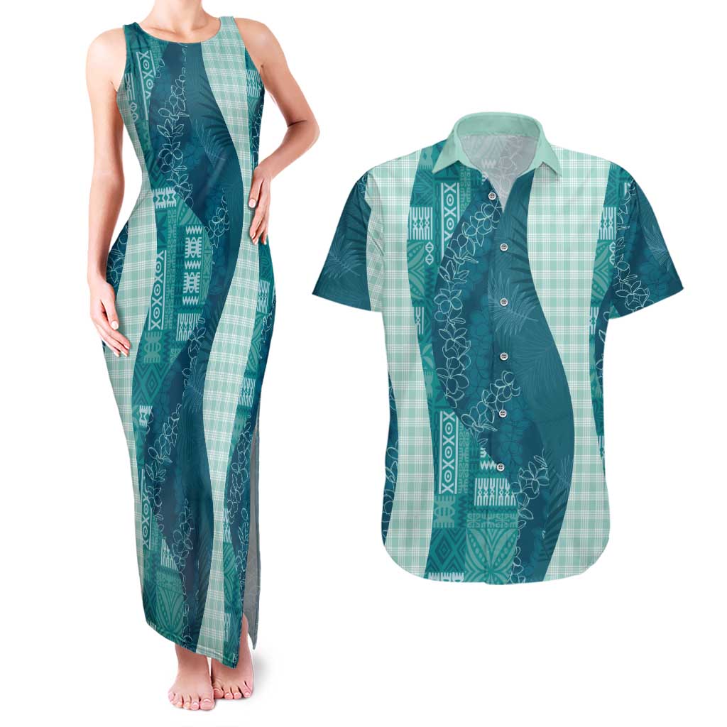 Polynesian Tribal Pattern Patchwork Picturesque Couples Matching Tank Maxi Dress and Hawaiian Shirt Oceanic