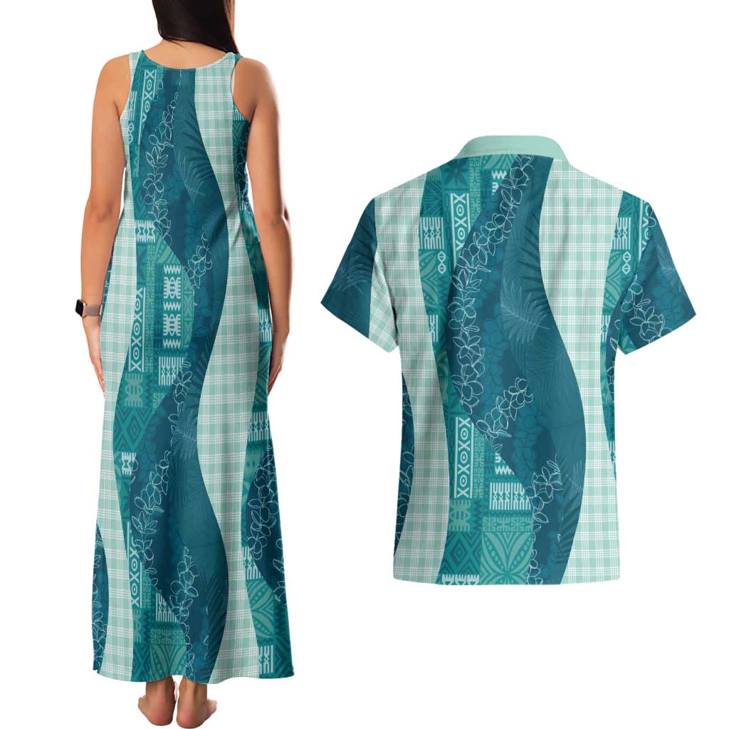 Polynesian Tribal Pattern Patchwork Picturesque Couples Matching Tank Maxi Dress and Hawaiian Shirt Oceanic