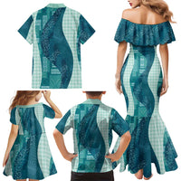 Polynesian Tribal Pattern Patchwork Picturesque Family Matching Mermaid Dress and Hawaiian Shirt Oceanic