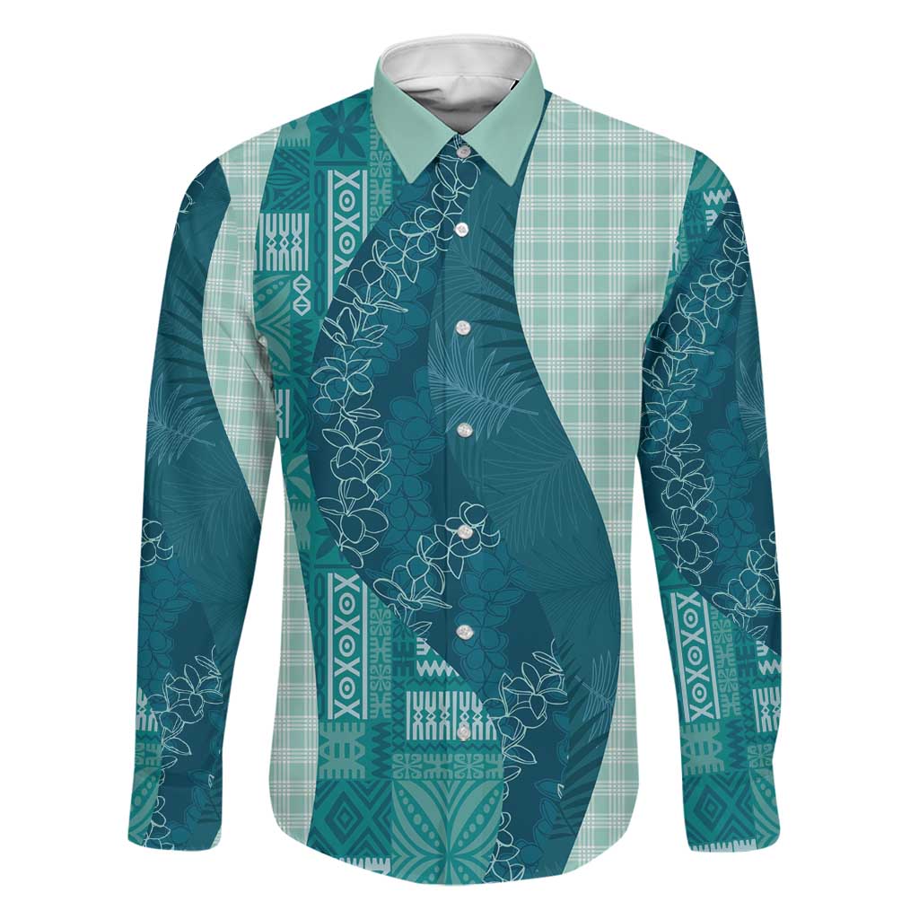 Polynesian Tribal Pattern Patchwork Picturesque Family Matching Off The Shoulder Long Sleeve Dress and Hawaiian Shirt Oceanic
