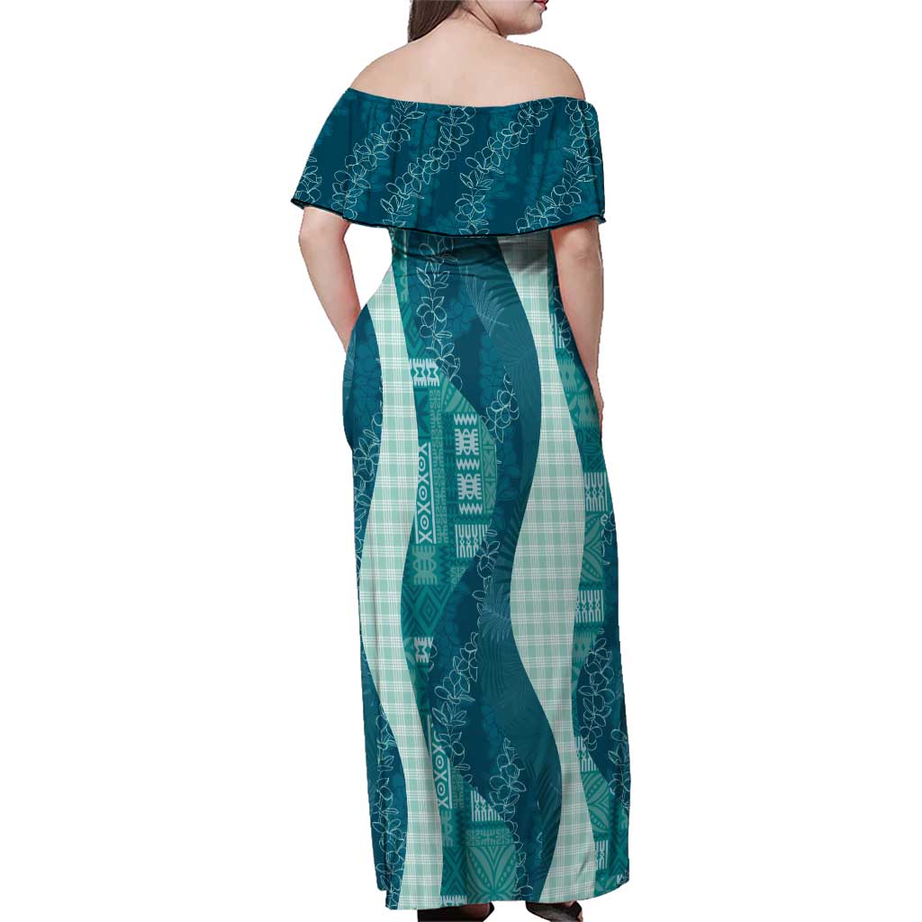 Polynesian Tribal Pattern Patchwork Picturesque Family Matching Off Shoulder Maxi Dress and Hawaiian Shirt Oceanic
