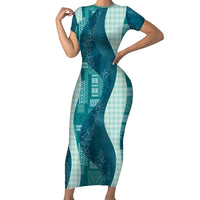Polynesian Tribal Pattern Patchwork Picturesque Family Matching Short Sleeve Bodycon Dress and Hawaiian Shirt Oceanic
