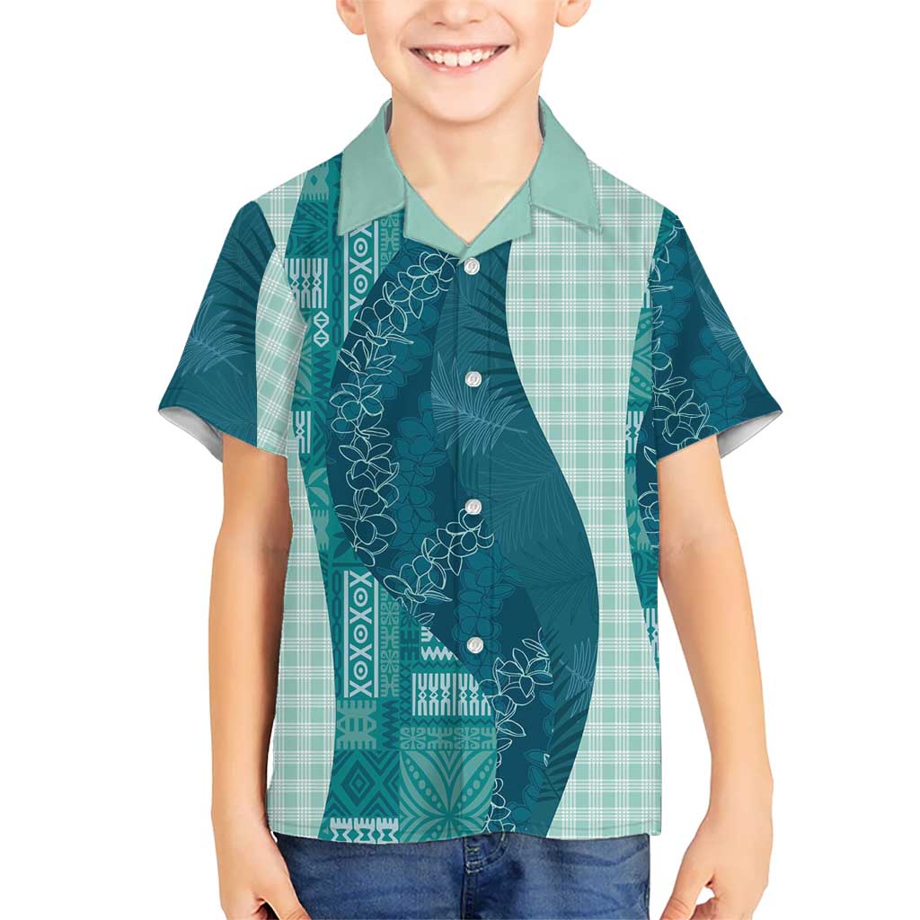 Polynesian Tribal Pattern Patchwork Picturesque Family Matching Short Sleeve Bodycon Dress and Hawaiian Shirt Oceanic