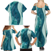 Polynesian Tribal Pattern Patchwork Picturesque Family Matching Summer Maxi Dress and Hawaiian Shirt Oceanic