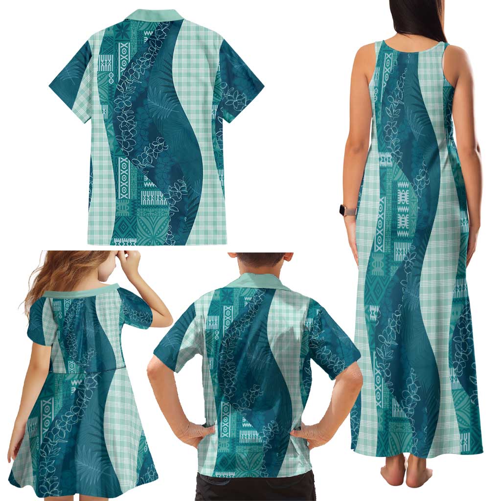 Polynesian Tribal Pattern Patchwork Picturesque Family Matching Tank Maxi Dress and Hawaiian Shirt Oceanic