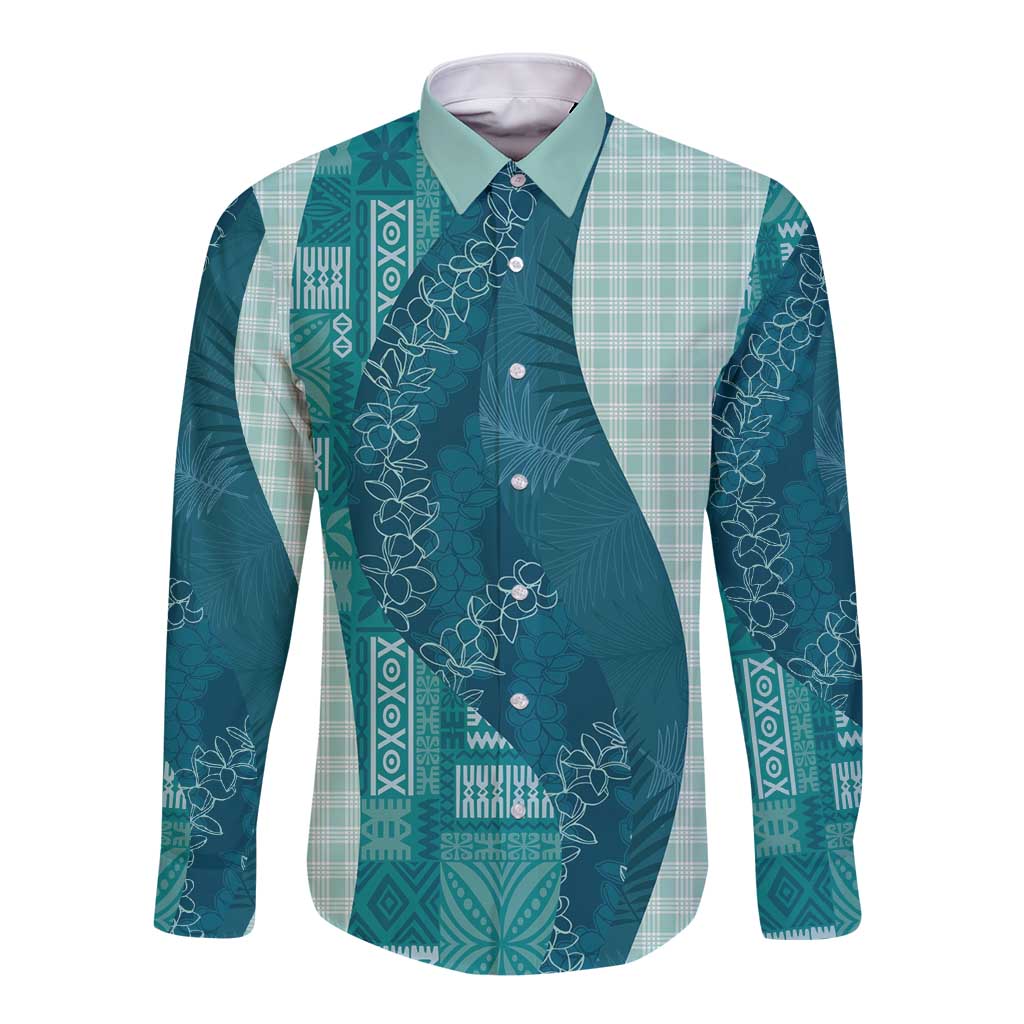 Polynesian Tribal Pattern Patchwork Picturesque Long Sleeve Button Shirt Oceanic