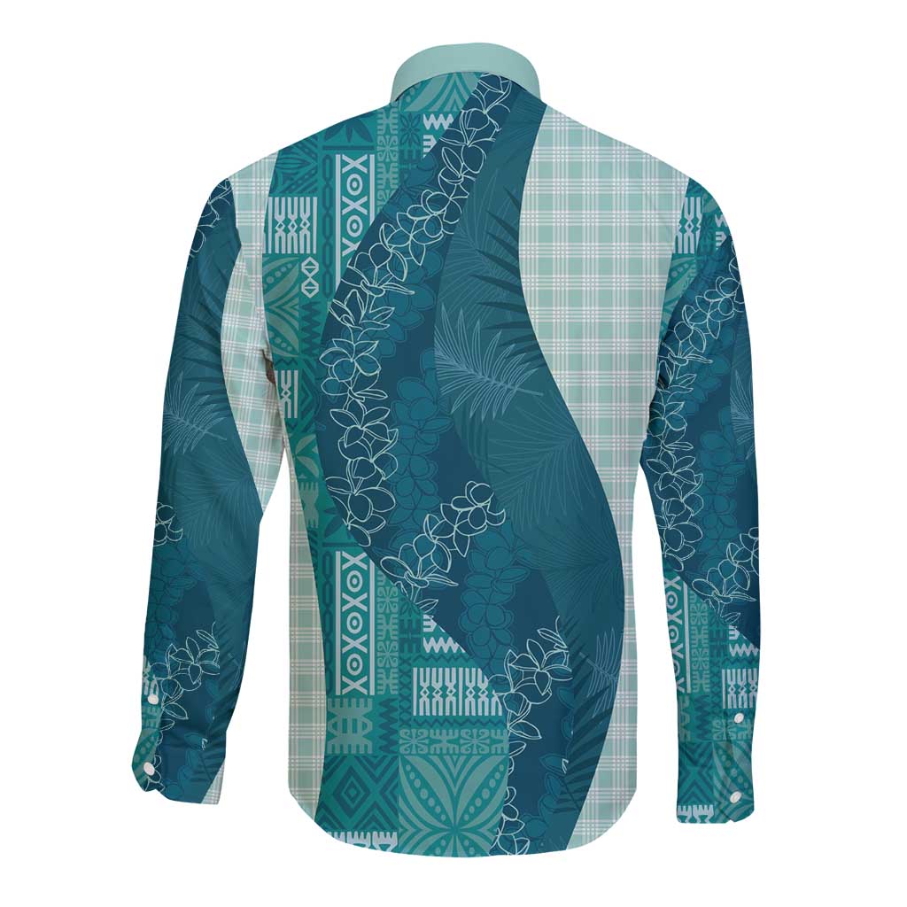 Polynesian Tribal Pattern Patchwork Picturesque Long Sleeve Button Shirt Oceanic