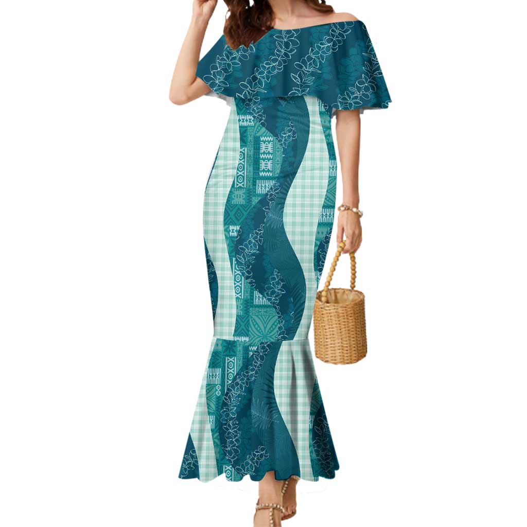 Polynesian Tribal Pattern Patchwork Picturesque Mermaid Dress Oceanic LT7 Women Blue - Polynesian Pride