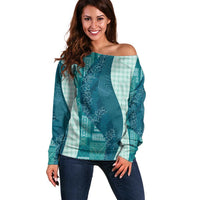 Polynesian Tribal Pattern Patchwork Picturesque Off Shoulder Sweater Oceanic