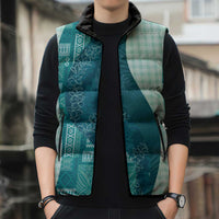 Polynesian Tribal Pattern Patchwork Picturesque Sleeveless Puffer Jacket Oceanic