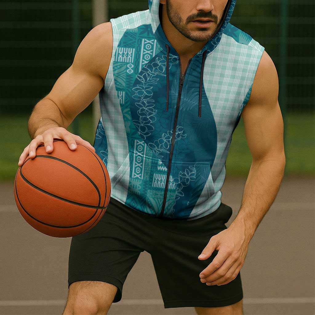 Polynesian Tribal Pattern Patchwork Picturesque Sleeveless Zip Hoodie Oceanic