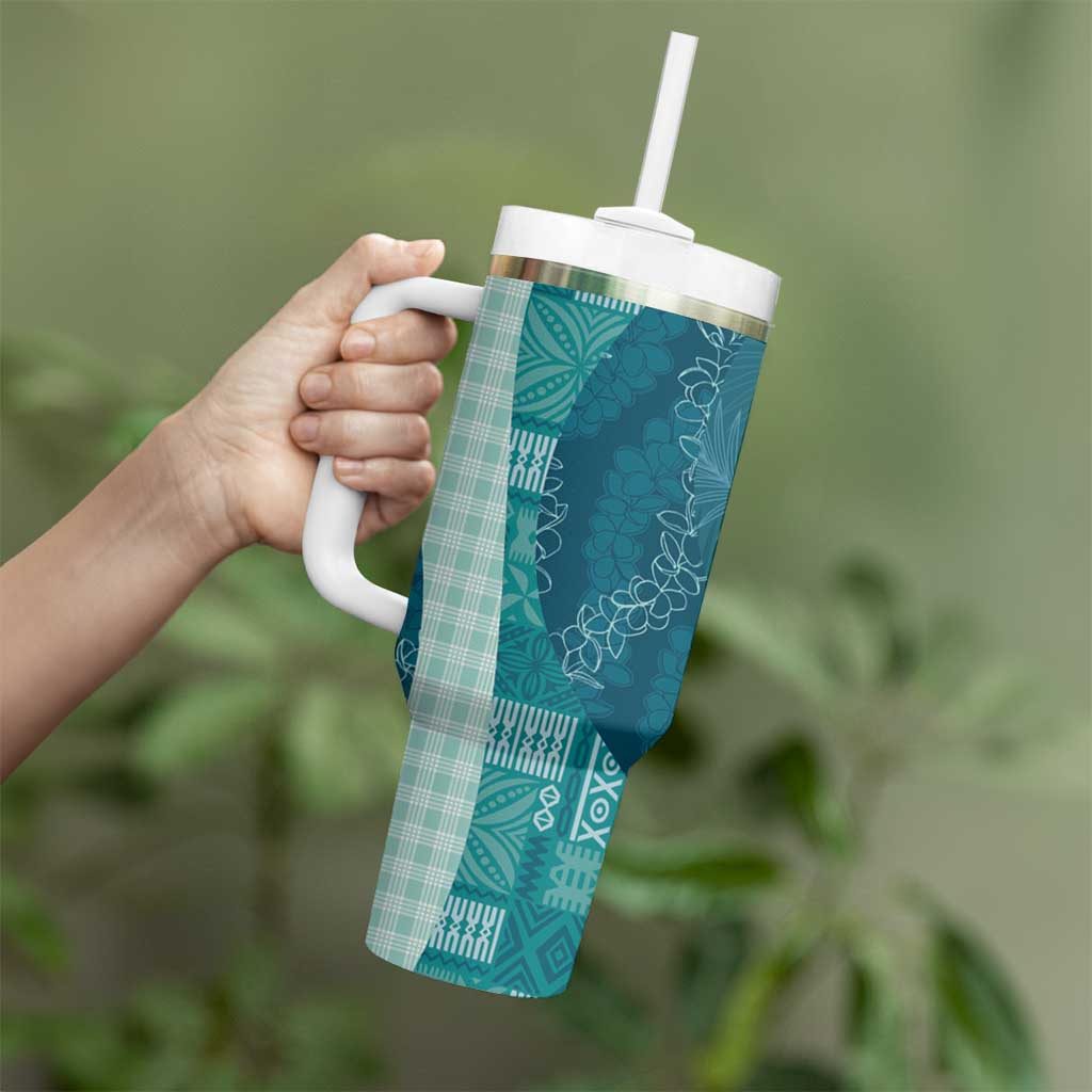 Polynesian Tribal Pattern Patchwork Picturesque Tumbler With Handle Oceanic LT7 - Polynesian Pride