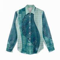 Polynesian Tribal Pattern Patchwork Picturesque Women Casual Shirt Oceanic