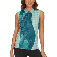 Polynesian Tribal Pattern Patchwork Picturesque Women Sleeveless Polo Shirt Oceanic