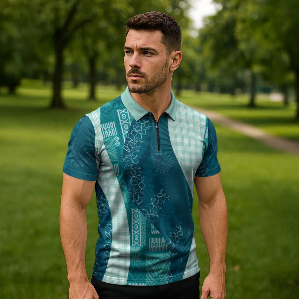 Polynesian Tribal Pattern Patchwork Picturesque Zipper Polo Shirt Oceanic