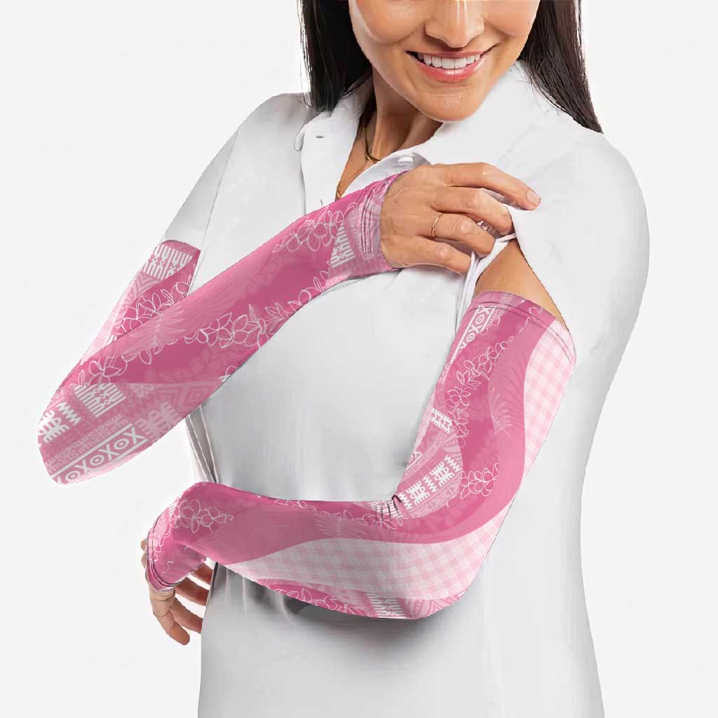 Polynesian Tribal Pattern Patchwork Picturesque Arm Sleeves Rose Pink
