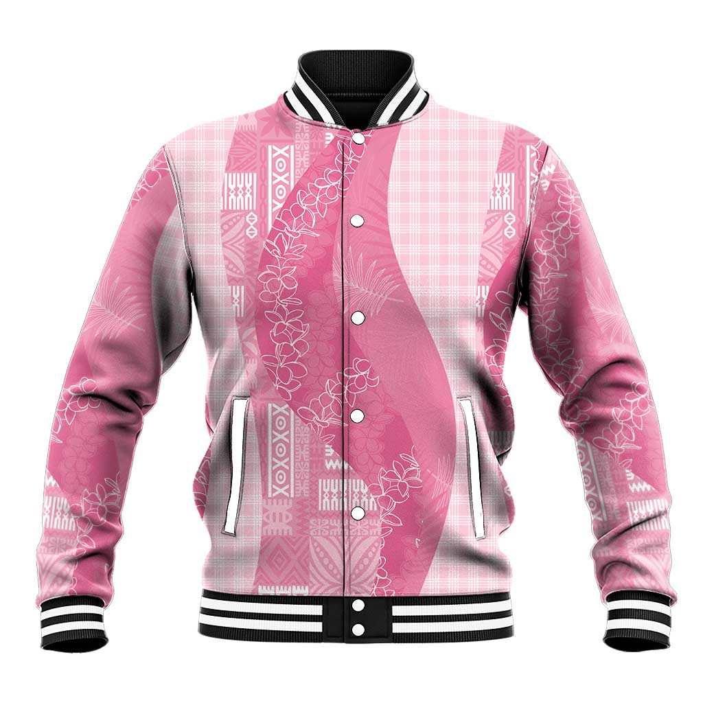 Polynesian Tribal Pattern Patchwork Picturesque Baseball Jacket Rose Pink