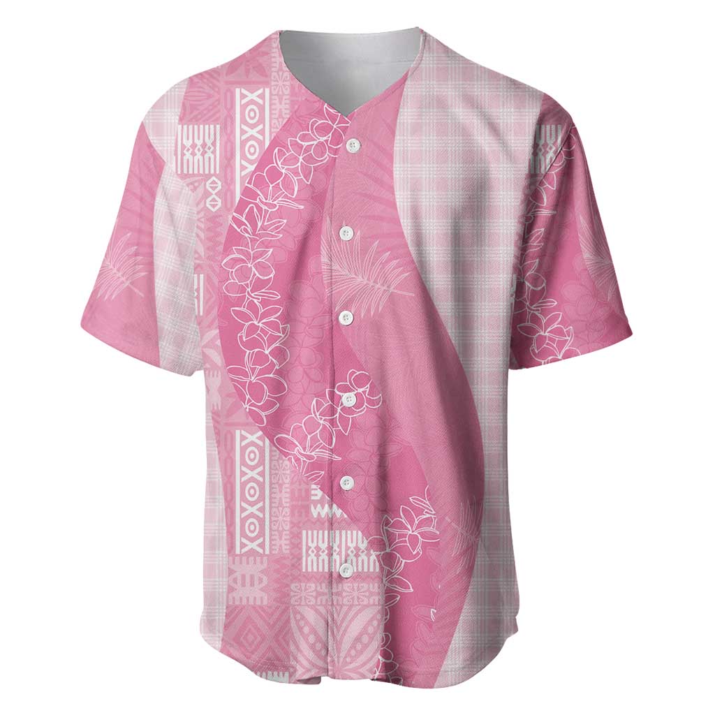 Polynesian Tribal Pattern Patchwork Picturesque Baseball Jersey Rose Pink