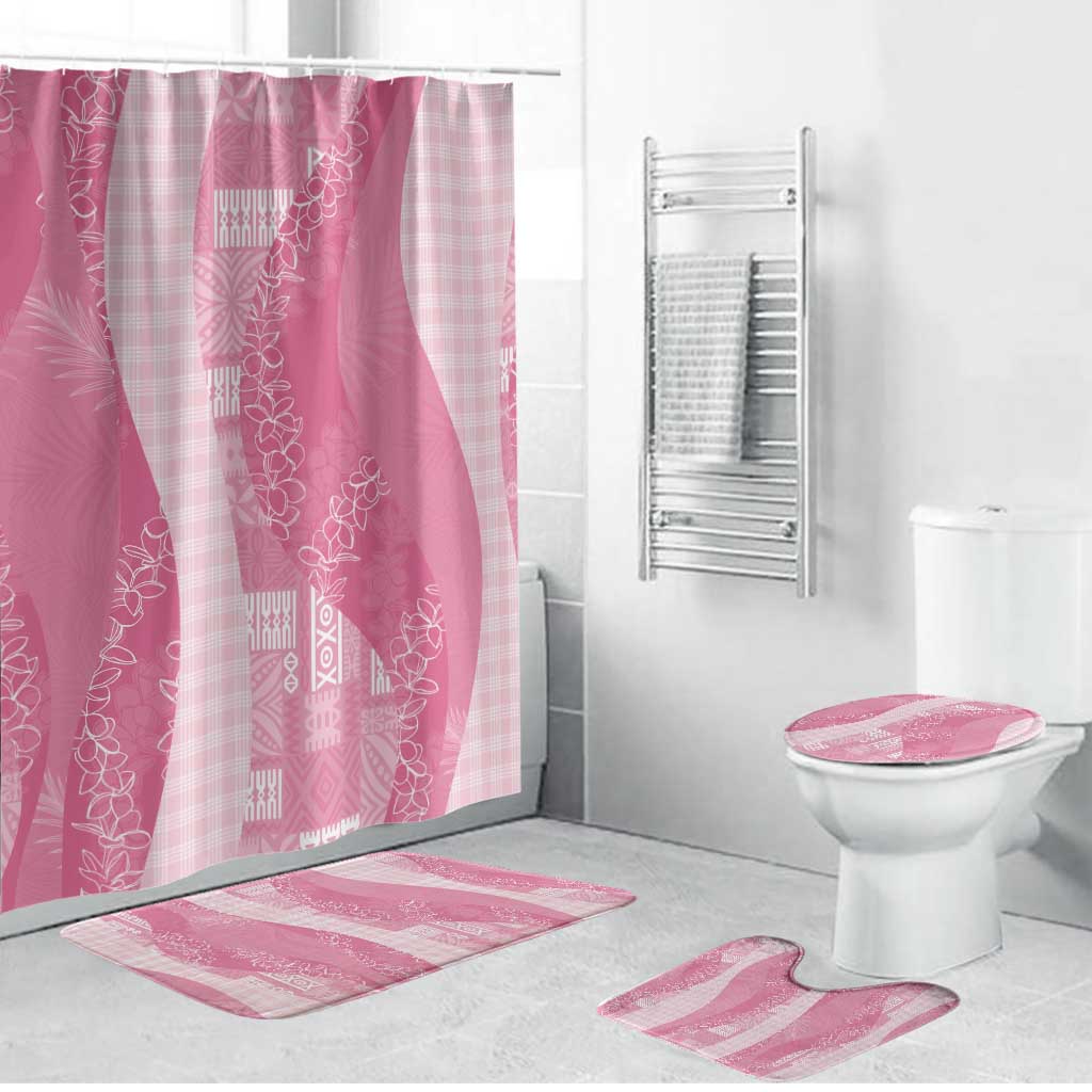 Polynesian Tribal Pattern Patchwork Picturesque Bathroom Set Rose Pink