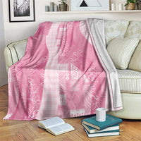 Polynesian Tribal Pattern Patchwork Picturesque Blanket Rose Pink